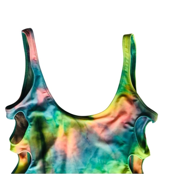 Lolli Rainbow Tie Dye Side Heart Cut Out One Piece Swim Suit - Picture 9 of 14